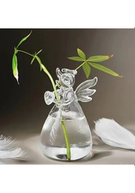 Resim A 1 Adet Bohemya Melek Cam Vazo Şeffaf Tabanlı Asılabilir Saksı İle Melek Tasarımı Şeffaf 