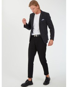 Resim Sposo 5106 Dar Kalıp Yarım Astarlı Siyah Erkek Blazer Ceket Siyah 