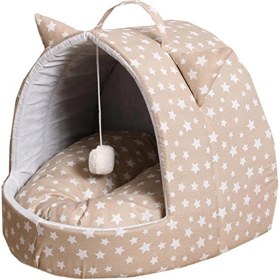 Resim Kedi Evi Mağara Model Kedi Yuvası Minderli Kedi Yatağı Yıkanabilir Silinebili 40 X40 Cm 