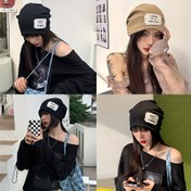 Resim Unisex Japon Tarzı Ponponlu Bere, Sonbahar ve Kış için Çok Yönlü Şapka, Siyah | Kahve | Açık Bej Renk Seçenekleri ile 3 Renkte Mevcut 