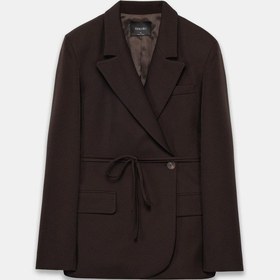 Resim Kadın Acı Kahve Bağcıklı Dokuma Blazer Acı Kahve 