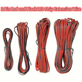 Resim 10M/393.7In 22AWG 2-Conductor Kırmızı ve Siyah LED Şerit Uzatma Kablosu, PVC Kaplamalı, ≤36V Çalışma Gerilimi, Montaj Gerektirmez, 3528 5050 Tek Renkli Şeritler İçin, İç Mekan Kullanımı 