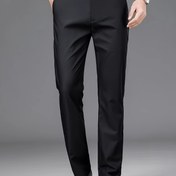Resim Erkek Düz Bacak Pantolonları - Profesyonel Resmi Takım Pantolonu Lacivert Renkte, %95 Polyester ve %5 Elastan Karışımı, İş veya Günlük Giyim için Hafif ve Rahat, İş Pantolonu | Modern Uyumlu Pantolonlar | Parlak Bitiş 