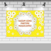 Resim Papatya Temalı Doğum Günü 100X140 Cm Papatya Konsepti Doğum Günü 