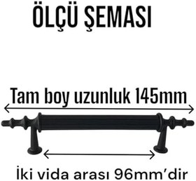 Resim Glaswen 12 Adet Erciyes kulp Siyah 96 mm Kulp Mobilya Mutfak Dolabı Çekmece Dolap Kapak Kulpu Kulbu Metal Kulpları 