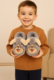 Resim meko aksesuar Köpek Desenli Peluş Çocuk Panduf Terlik 