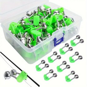 Resim 15/30 adet Yeşil Plastik Balıkçılık Isırma Alarmı, Çift Metal Zil Balık Kamışı Klipsli Uyarı Göstergeleri, Güçlü Tutuşlu Taşınabilir Aksesuar Açık Hava Balıkçılığı için, PP Malzeme (Depolama Kutusu Yok) 