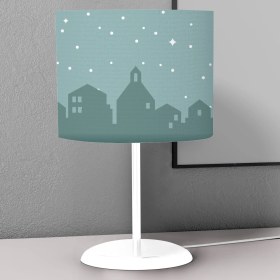 Resim instababyrooms Yeşil Ev Desenli Çocuk Odası Dijital Baskılı Çocuk Odası Masaüstü Abajur Avize 