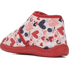 Resim Günlük Unisex Çocuk Panduf Ev Ayakkabısı Esnek Kaymaz Taban Cırtlı Kreş Anaokulu Ayakkabı 263 Kırmızı 