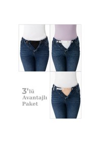 Resim Hamile Pantolon Bel Genişletici - Kadın Pantolon Genişletici, 3'lü Paket Beyaz-siyah-ten 