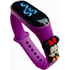 Resim Japanex Renkli Figürlü Dokunmatik Dijital Çocuk Saati Mor Minnie 