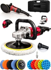 Resim Moonshop Bakır Sargı Devir Ayarlı Polisaj Makinesi 2000 Watt 180mm 12parça Set Hediyeli 