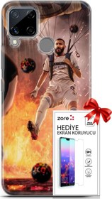 Resim Realme C15 Kılıf Orijinal Seri Supers 03 Karim Benzema Real Madrid Arka Kapak + Ekran Koruyucu 