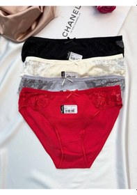 Resim Firuze Bikini Model 4'lü Fiyonklu Dantel Detaylı Külot Seti Çok Renkli 