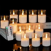 Resim 6'lı Paket Akrilik Yanmayan Mumlar Uzaktan Kumandalı, Gerçekçi Pil ile Çalışan LED Mumlara Düğün ve Ev Dekoru için 