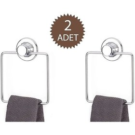 Resim Krom Vakumlu Banyo Havlu Askısı Kare 2 Adet Gönderilir Krom 