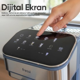 Resim Fressi Espresso Latte Cappuccino Kahve Makinesi Tam Otomatik Süt Tanklı 20BAR Basınçlı Urban Lacivert 