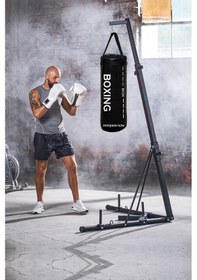 Resim 90 Cm Yırtılmaz Siyah Deluxe Boxing Boks Torbası Ve Tavan Kancası Siyah 