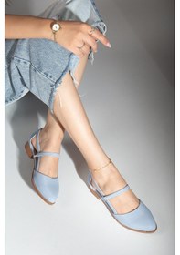 Resim Mary Kısa Topuk Cilt Ayakkabı Mavi 