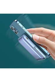 Resim Mcdodo MC-0692 15W Magsafe 10.000mAh Kablosuz Dijital Ekranlı Wireless Şarj Cihazı Powerbank Mavi Standlı 