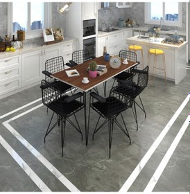 Resim Knsz masa sandalye takımı hem75mazlum cvzsyh 130*070 klç 6 sandalye syhsyh kolçaklı 