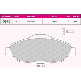 Resim Fren Balatası On P308 0713/ 308 13 / 3008 0913 1.6hdı-1.6vtı Eurorepar 