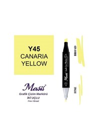 Resim Çift Uçlu Marker Grafik Çizim Kalemi 45 Kanarya Sarı 