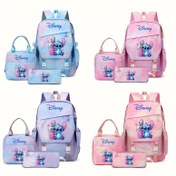 Resim 3 Parça Disney Stitch Serisi Sırt Çantası Seti, Eğlenceli Karikatür Tasarım, Ayarlanabilir Omuz Askıları, Geniş Kapasiteli Çift Omuzlu Çanta, Hafif ve Rahat, Günlük Kullanım ve Seyahat İçin Uygun, Okula Dönüş ve Tatil Hediyesi için Temel Seçim 