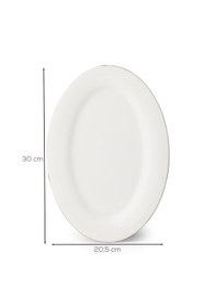 Resim Porsima 4441 Gardenya Porselen Platin Fileli Kayık Tabak Seti - Oval Kahvaltılık Sunumluk Seti 30cm Beyaz 
