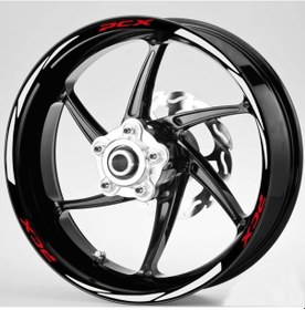 Resim Motosiklet Jant Şeridi Kırmızı Pcx Yazılı 3 Parçalı Beyaz Sağ-sol/ön-arka-61 