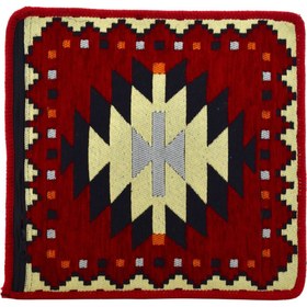 Resim HitDukkan Dekoratif Otantik Çift Taraflı Fermuarlı Kilim Şark Köşesi Minder Kılıfı (40cmx41cm) 