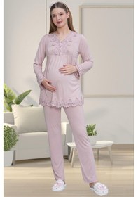 Resim Mecit Pijama Mecit 1501 Gül Kurusu Hamile Lohusa Pijama Takımı 