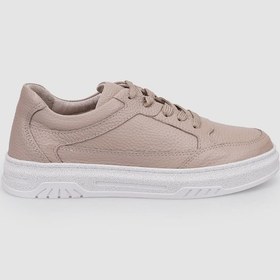 Resim %100 Hakiki Deri Vizon Bağcıklı Kadın Spor Ayakkabı Vizon 