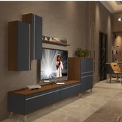Resim Decoraktiv Eko 6 Mdf Std Krom Ayaklı Tv Ünitesi Tv Sehpası - Ceviz - Antrasit 