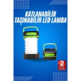 Resim Zengezur Kamp Lambası Katlanabilir Lamba Solar Şarjlı LED Lamba El Fenerli 