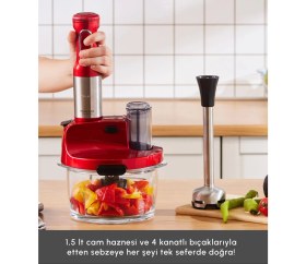 Resim Karaca Sebze, Et ve Meyve Dilimle Doğra Karıştır Rendele Çırp Smoothie Yap 6 Bıçaklı 2500W Yüksek Güçlü Premium Mutfak Robotu & Blendır Inox 
