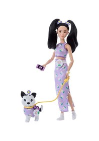 Resim Barbie Uyumlu Dostlar Siyah Saçlı Bebek Ve Köpekçiği Jfp39 