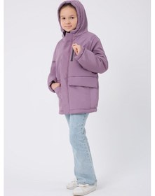Resim Spor Kız Çocuk Kürklü Su Ve Rüzgar Geçirmez Kapüşonlu 3 Mont Parka-121 Lila 