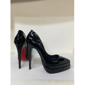 Resim Hayy Shoes Siyah Rugan Çift Platform Stiletto Topuklu Ayakkabı 