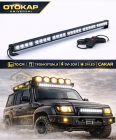 Resim KAPOTO 70cm 7 Fonksiyonlu 24 Led Off Road Çakar Bar 9V-30V 4x4 Beyaz Projektör Işık Led 