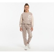 Resim Baskılı Kız Çocuk Eşofman Takımı KREM 