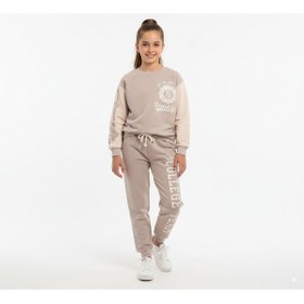 Resim Baskılı Kız Çocuk Eşofman Takımı KREM 