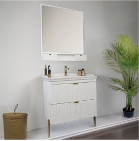 Resim Kobos Noble 80 Cm Banyo Dolabı Seti Bianco Beyaz 