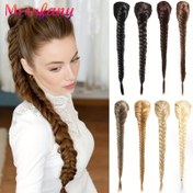 Resim Kadınlar için 24 İnç Balık Kemiği Kuyruk Uzantıları - Sentetik, Siyah Balık Kemiği Braids, Çekme Şeridi ile, Yüksek Sıcaklık Elyafı, Şık Bir Görünüm İçin Balık Kemiği Braided Plaited Fishtail Stilleri, Saç Aksesuarları 