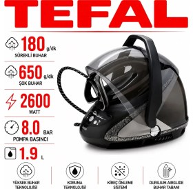 Resim Tefal GV9620 Pro Express Ultimate Care Buhar Kazanlı Ütü 2600 Watt 650 gr Şok Buhar Geniş Su Haznesi Hassas Kumaşlarda Güvenli ve Konforlu Ütü Deneyimi 