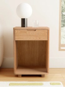 Resim Creawood Ellie Masif Meşe Başucu Masası Komodin 