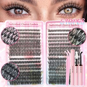 Resim 4 parça set 640/392/280 parça Kirpik Uzatma Kiti, Yapıştırıcı & Cımbız & Kirpik Fırçası ile, 9-16mm, Renkli Kirpikler, Karışık Uzunlukta Kirpikler, Zarif Hediye Seti Güzel Hediye, Düğün, Müzik Festivali, Şükran Günü 