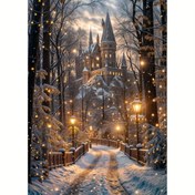 Resim 1pc Kış Harikaları 5D DIY Elmas Boyama Kiti, 30.0x40.01 cm Yuvarlak Akrilik Elmaslar, Tam Delme Manzara El Sanatları Seti, Çerçevesiz Ev Duvarı ve Oda Dekoru, Büyüleyici Kar Manzarası Sanat Eseri 