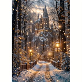 Resim 1pc Kış Harikaları 5D DIY Elmas Boyama Kiti, 30.0x40.01 cm Yuvarlak Akrilik Elmaslar, Tam Delme Manzara El Sanatları Seti, Çerçevesiz Ev Duvarı ve Oda Dekoru, Büyüleyici Kar Manzarası Sanat Eseri 