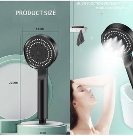 Resim Glee Turbo 5 Fonksiyonlu Mafsallı Duş Seti - Örgülü Hortum Ve Askılık Siyah Siyah 